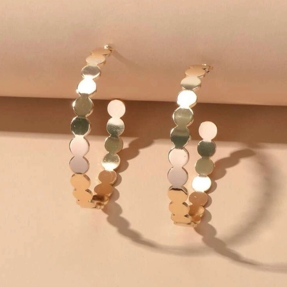 Gold Dot Hoop Earrings - Picture 2 of 6